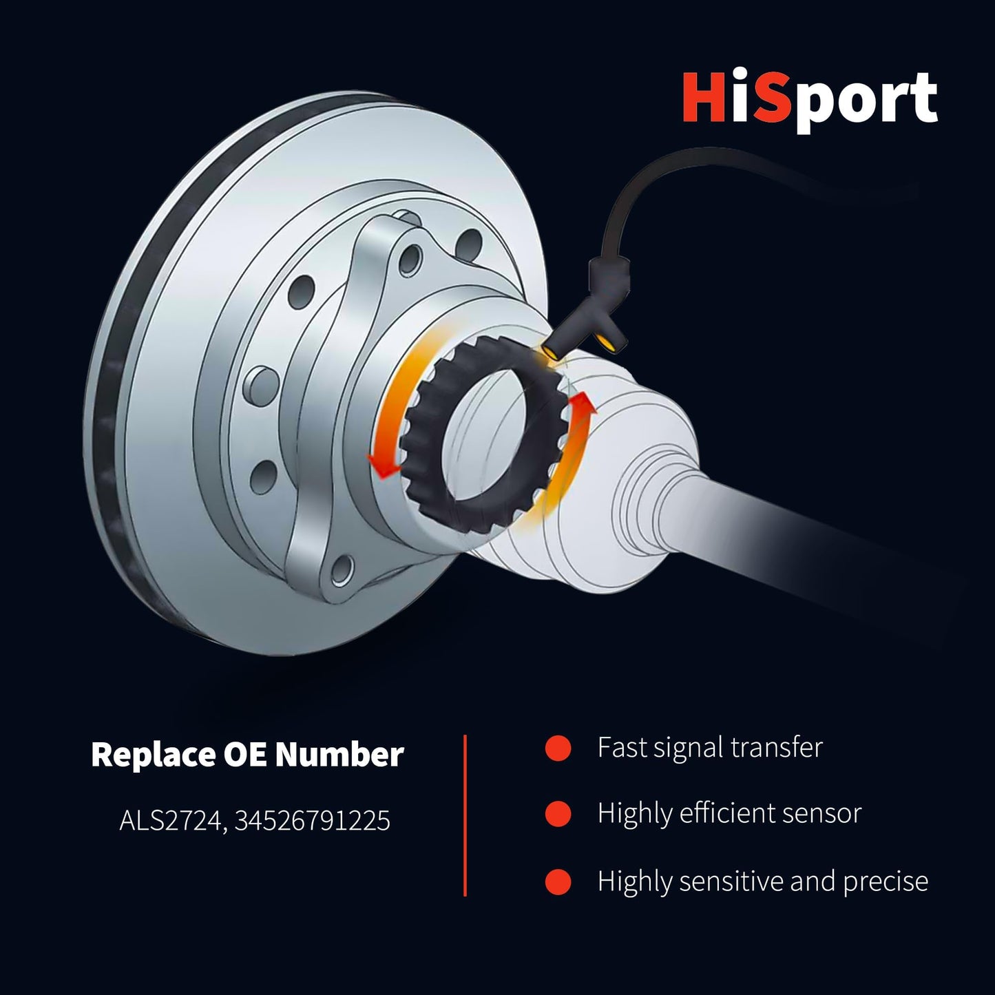 HiSport 2PCS ABS Wheel Speed Sensor Rear Driver and Passenger Side Compatible with BMW ActiveHybrid 3 M235I 118I 120I 220I 228I 230E 320I 328D 328I 330E 330I 335I 335IS 440I Replacement for ALS2724