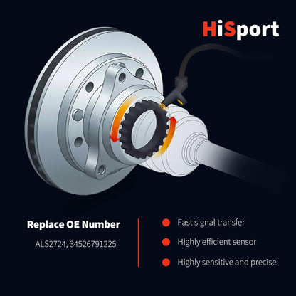 HiSport 2PCS ABS Wheel Speed Sensor Rear Driver and Passenger Side Compatible with BMW ActiveHybrid 3 M235I 118I 120I 220I 228I 230E 320I 328D 328I 330E 330I 335I 335IS 440I Replacement for ALS2724