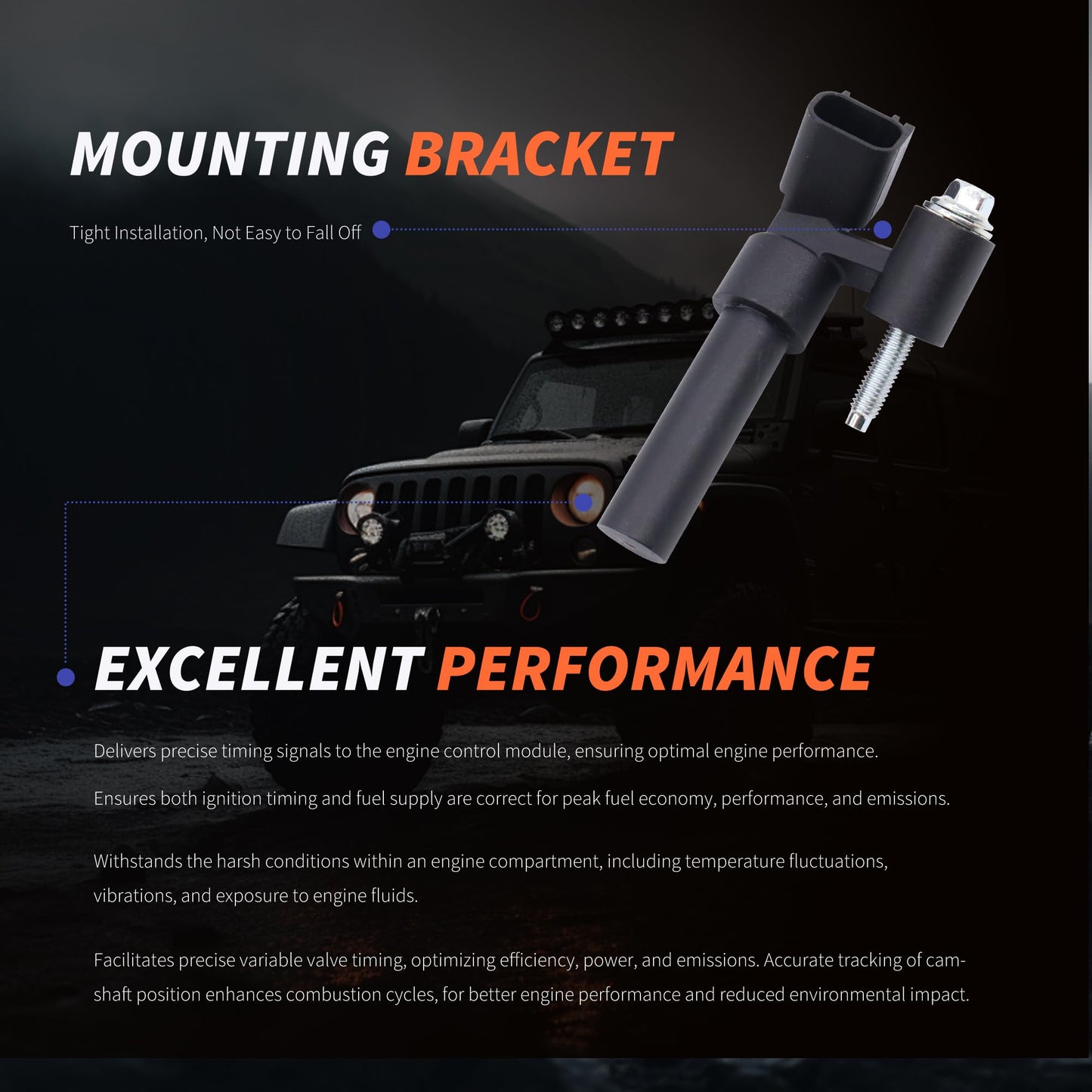 HiSport 907854 Crankshaft Position Sensor - Compatible with Ford Edge Explorer F-150 Flex Fusion Mustang Taurus X Transit-150 Transit-250 Transit-350 Transit-350 HD - Replace SU10462 PC753