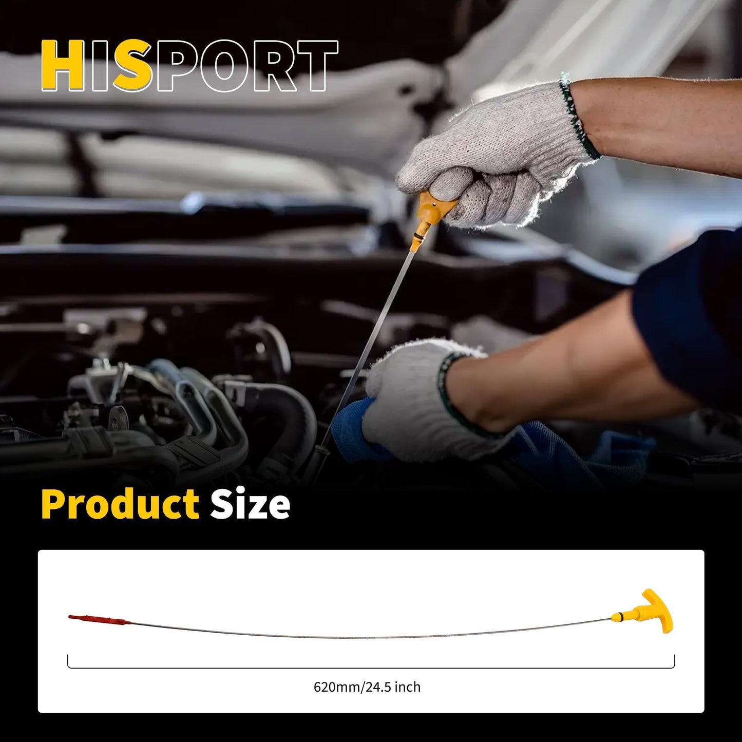 HiSport Engine Oil Dipstick - Compatible with Hyundai Elantra Tucson Sonata Kia Forte Forte5 Optima Soul Dip Stick for Checking Oil Replacement 26611-2E021
