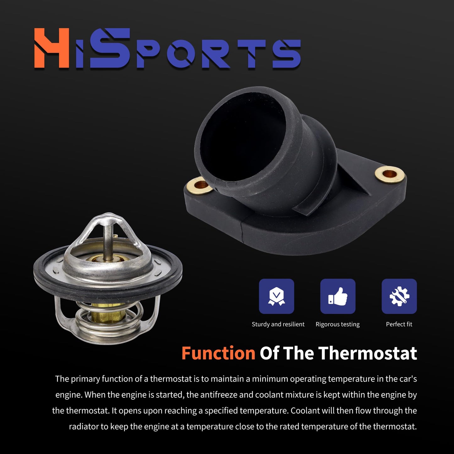 HiSport Thermostat Housing Assembly - Compatible with Chrysler Aspen | Dodge Dakota Nitro Ram 1500 Ram 2500 Durango | Jeep Liberty Commander Grand Cherokee | Ram 1500 2500 Dakota - Replace 902-3312