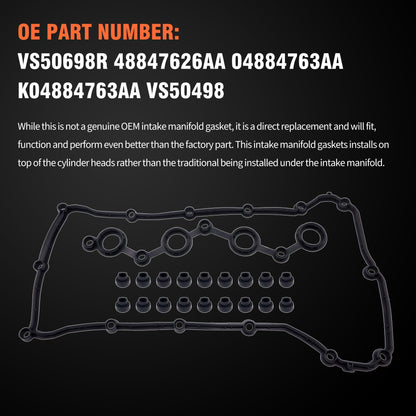 HiSport Engine Valve Cover Gasket - Compatible with Chrysler 200 Sebring Compatible with Dodge Journey Avenger Caliber Compatible with Jeep Compass Patriot 1.8L 2.0L 2.4L 2007-2016 - Replace VS50698R