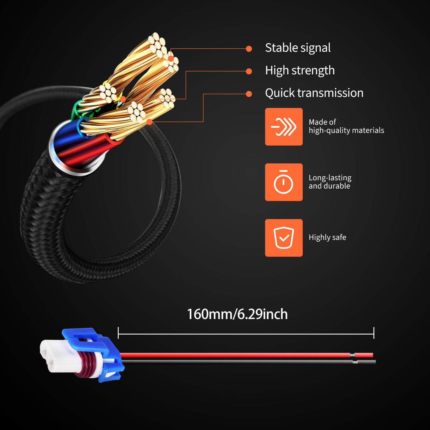 HiSport 2PCS 9005 9006 9012 9145 H10 Female High Temperature Ceramic Socket Adapters Wiring Harness for Headlights Fog Lamps Compatible with Toyota GM Ford Chevy Hyundai Chrysler Kia Honda