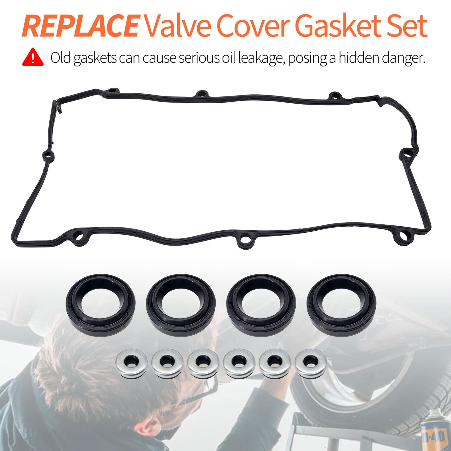 HiSport Engine Valve Cover Gasket Set VS50627R - Compatible with Acura CSX RSX ILX TSX Compatible with Honda Civic CR-V Crosstour Accord Element 2002-2013 2.0L 2.4L