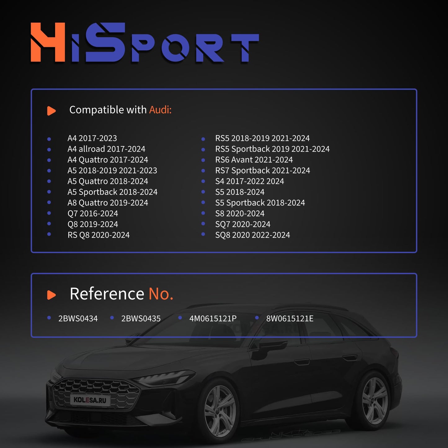 HiSport 2PC Rear Brake Pad Wear Sensor - Compatible with Audi A4 A4 allroad A4 Quattro A5 A5 Quattro A5 Sportback A8 Quattro Q7 Q8 RS Q8 RS5 RS5 Sportback RS6 Avant RS7 S4 S5 - Replace 8W0615121E