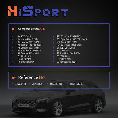 HiSport 2PC Rear Brake Pad Wear Sensor - Compatible with Audi A4 A4 allroad A4 Quattro A5 A5 Quattro A5 Sportback A8 Quattro Q7 Q8 RS Q8 RS5 RS5 Sportback RS6 Avant RS7 S4 S5 - Replace 8W0615121E