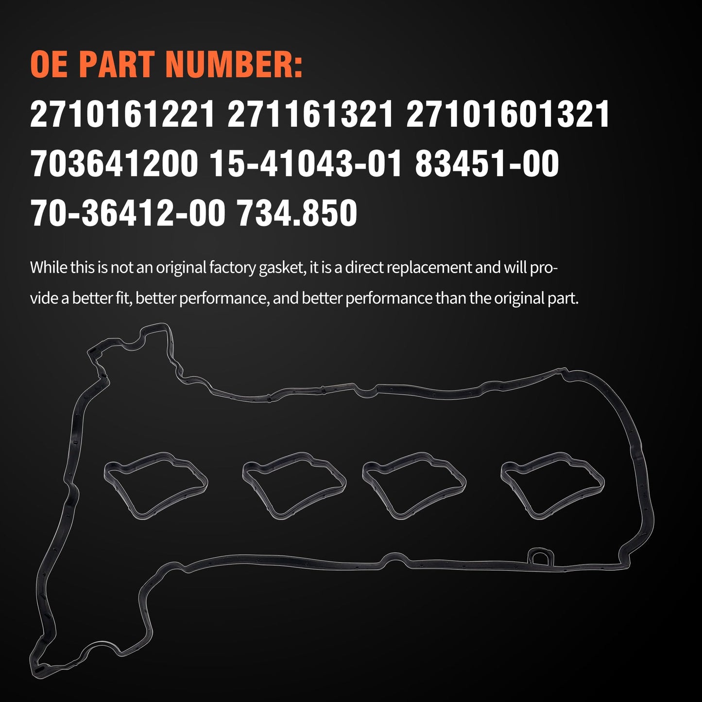 HiSport Valve Cover Gasket Seal 2710161221 - Compatible with Mercedes-Benz C180 2011-2012 C200 2010-2014 C250 2012-2015 E200 2012-2013 E250 2011-2015 SLK200 2012-2016 SLK250 2012-2015 1.8L