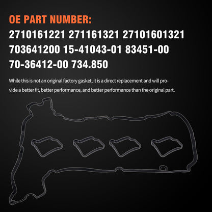 HiSport Valve Cover Gasket Seal 2710161221 - Compatible with Mercedes-Benz C180 2011-2012 C200 2010-2014 C250 2012-2015 E200 2012-2013 E250 2011-2015 SLK200 2012-2016 SLK250 2012-2015 1.8L