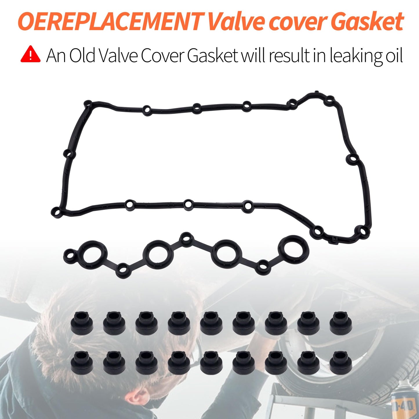 HiSport Engine Valve Cover Gasket - Compatible with Chrysler 200 Sebring Compatible with Dodge Journey Avenger Caliber Compatible with Jeep Compass Patriot 1.8L 2.0L 2.4L 2007-2016 - Replace VS50698R