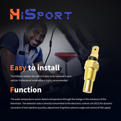 HiSport Coolant Temperature Sensor 1G498-83040 Compatible with Kubota D1005 D1305 D1703 D850 D905 F2302 V1505 V2203 Engine RTV-X900 RTV-X1100 RTV-X1120 RTV-X1140, 31351-32830 1G49883040 1909-0002