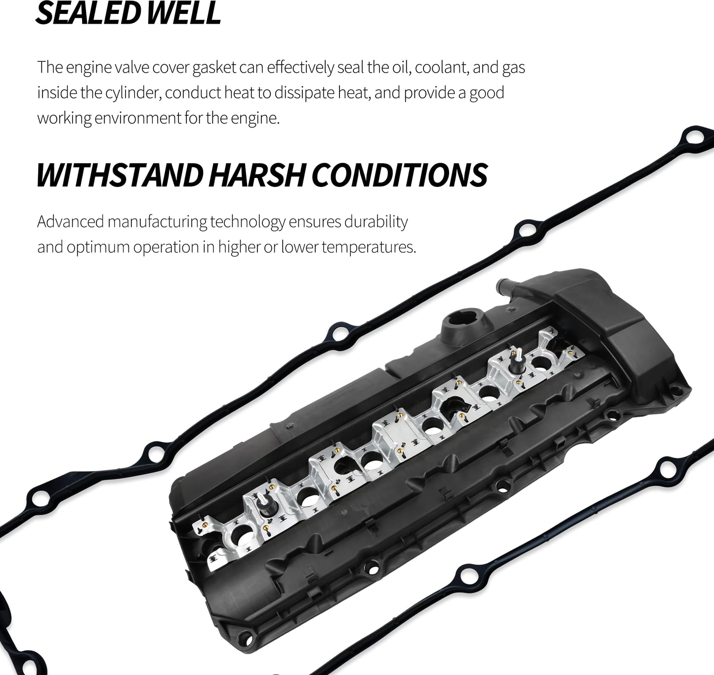 HiSport Engine Head Valve Cover Gasket Set with 15 Grommet Seals 11120030496 Compatible with BMW 330Ci E46 E39 E60 M54 E53 E83 X3 X5 Z3 Z4 L6 325Ci 325i 325xi 330Ci 330i 330xi 525i 530i