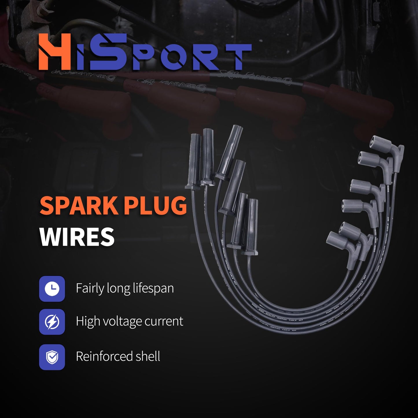 HiSport Spark Plug Wire Set 89018131 Compatible with Chevrolet Pontiac Saturn Relay Torrent Montana G6 Uplander Malibu Equinox 3.4L 3.5L,Replacement for Buick Rendezvous Terraza 2006-2007 V6 3.5L