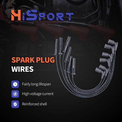 HiSport Spark Plug Wire Set 89018131 Compatible with Chevrolet Pontiac Saturn Relay Torrent Montana G6 Uplander Malibu Equinox 3.4L 3.5L,Replacement for Buick Rendezvous Terraza 2006-2007 V6 3.5L