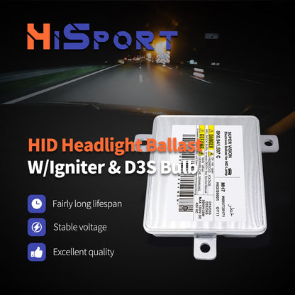 HiSport 68170821AA Xenon HID Ballast Headlight Control Unit with D3S 35W Bulb Kit Compatible with Chrysler 300 2011-2020, Includes Igniter & Headlamp Ballast,W003T21971, BAM92-143700, 8K0941597