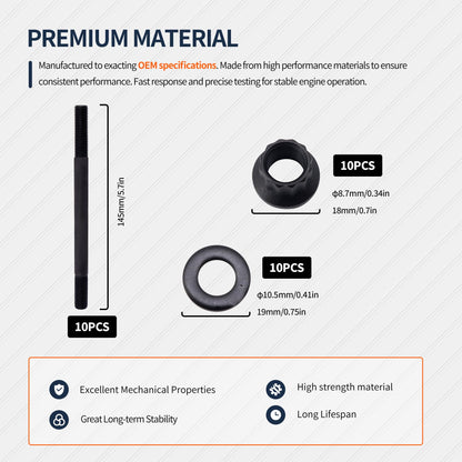 HiSport 208-4305 Cylinder Head Stud Bolt Kit - Compatible with Honda Civic 1.6L 1996-2000 Civic del Sol 1.6L 1996-1997 D16Y7 D16Y8 SOHC
