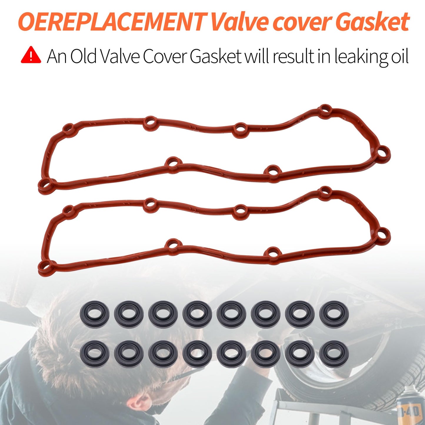 HiSport Engine Valve Cover Gasket Set - Compatible with Chrysler Town & Country Dodge Grand Caravan Jeep Wrangler Volkswagen Routan 3.3L 3.8L 2004-2011 - Replace VS50599R