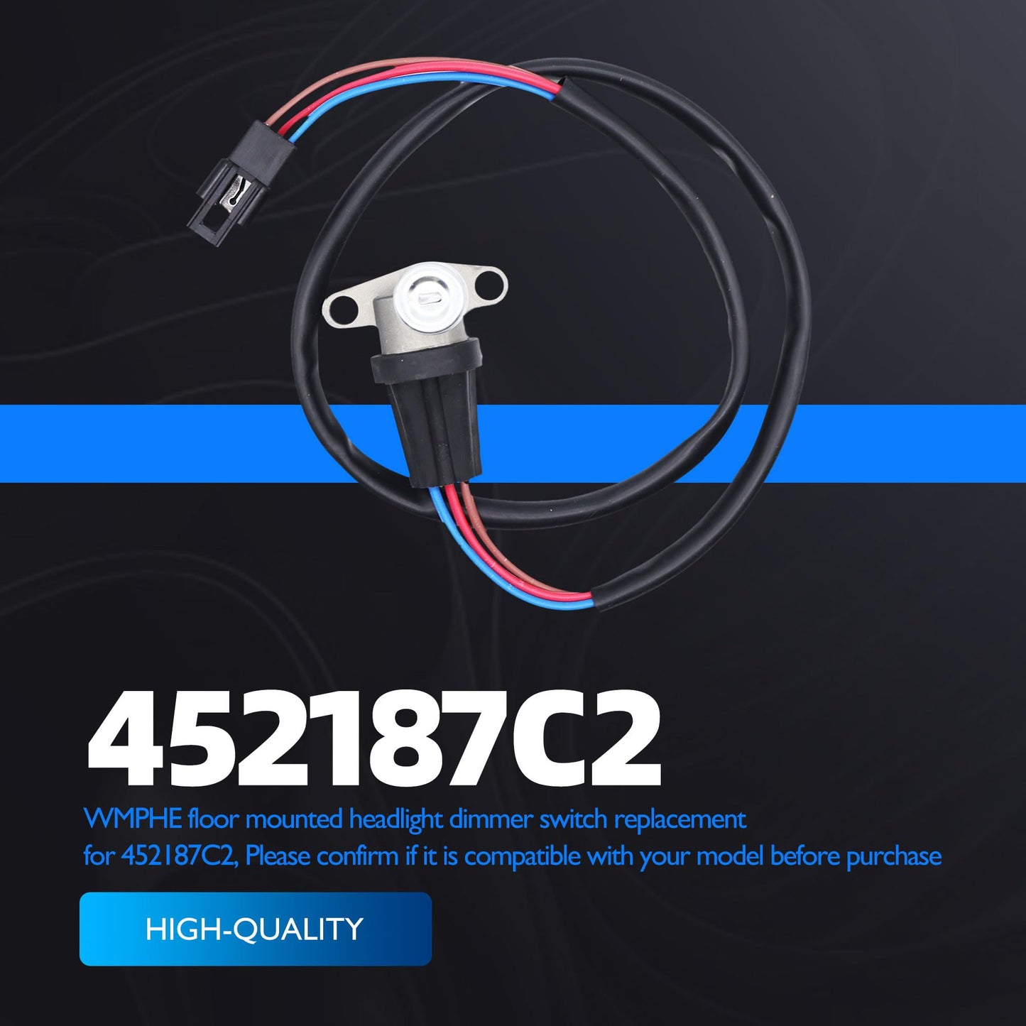 HiSport Floor Mounted Headlight Dimmer Switch Compatible with Navistar International 5000 9100 9200 9300 9400 9900 9100i 9200i 1996-1999 Headlamp Button Replace 452187C2