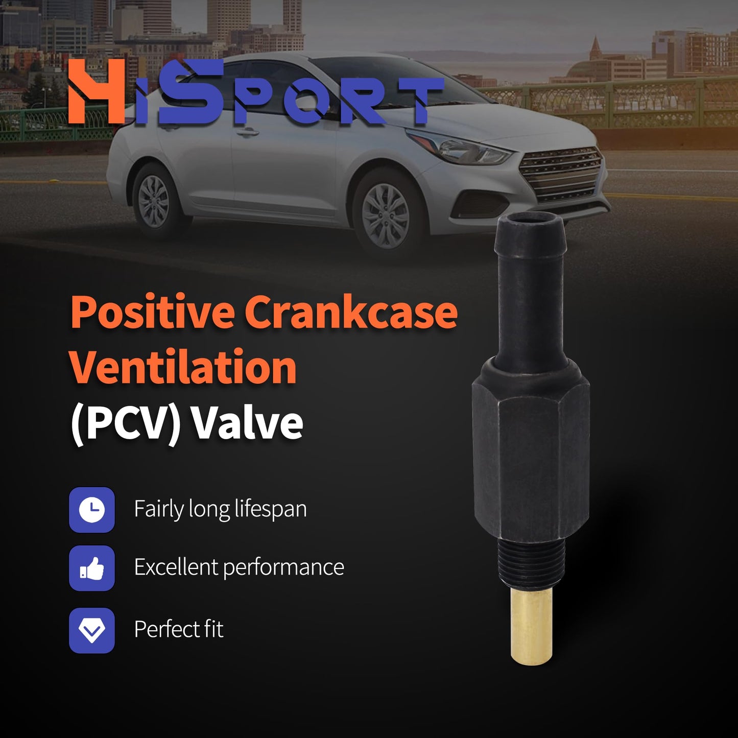 HiSport PCV Valve - Compatible with Hyundai Accent Elantra Excel Scoupe Tiburon Tucson | Kia Spectra Spectra5 Sportage | Mitsubishi Precis 1.5L 1.6L 1.8L 2.0L 1986-2012 - Replace 26740-21314