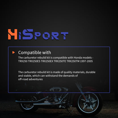 HiSport Carburetor Rebuild Kit - Compatible with Honda Recon TRX250 TRX250ES TRX250EX TRX250TE TRX250TM 1997-2005