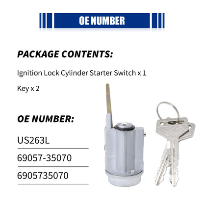 HiSport 69057-35070 Ignition Lock Cylinder with 2 Keys Compatible with Toyota 4Runner 1996-2002 Tacoma 1996-2004