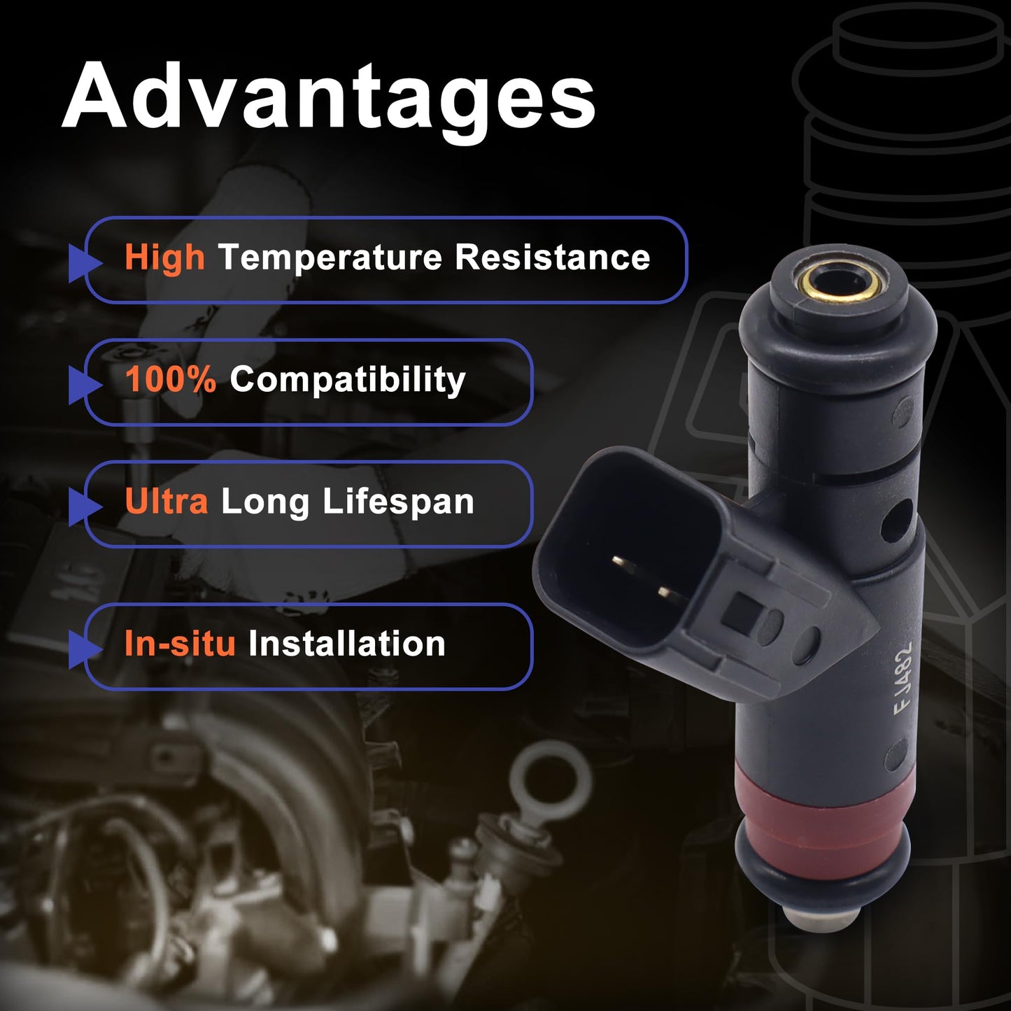 HiSport Fuel Injectors FJ482 8PCS Compatible with Dodge Ram 1500 2500 3500 Durango 2004-2008,Replacement for Chrysler Aspen 2007-2008 5.7L V8