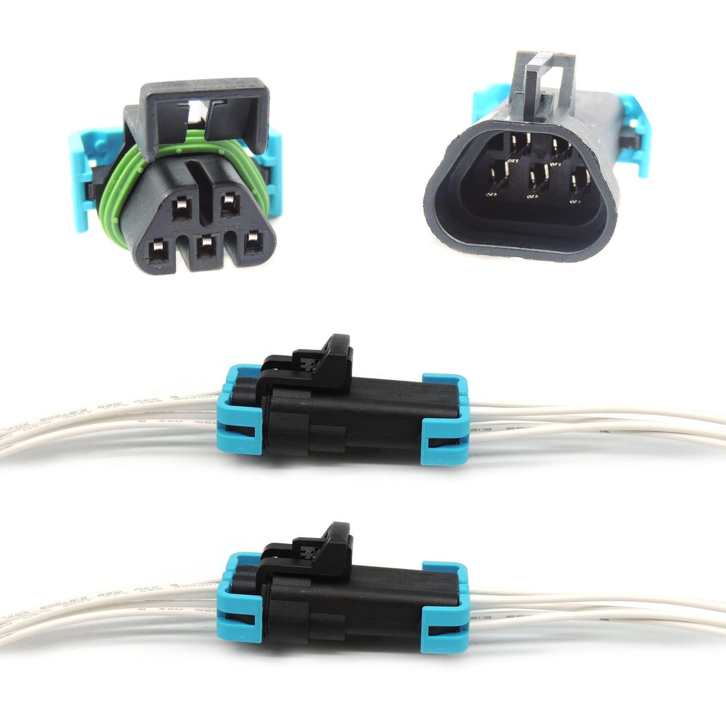 HiSport 2 PACK 5 Pin Male And Female Sealed Headlight Assembly Connector Plug Pigtail Wire Wiring Harness Compatible with GM Pontiac G6