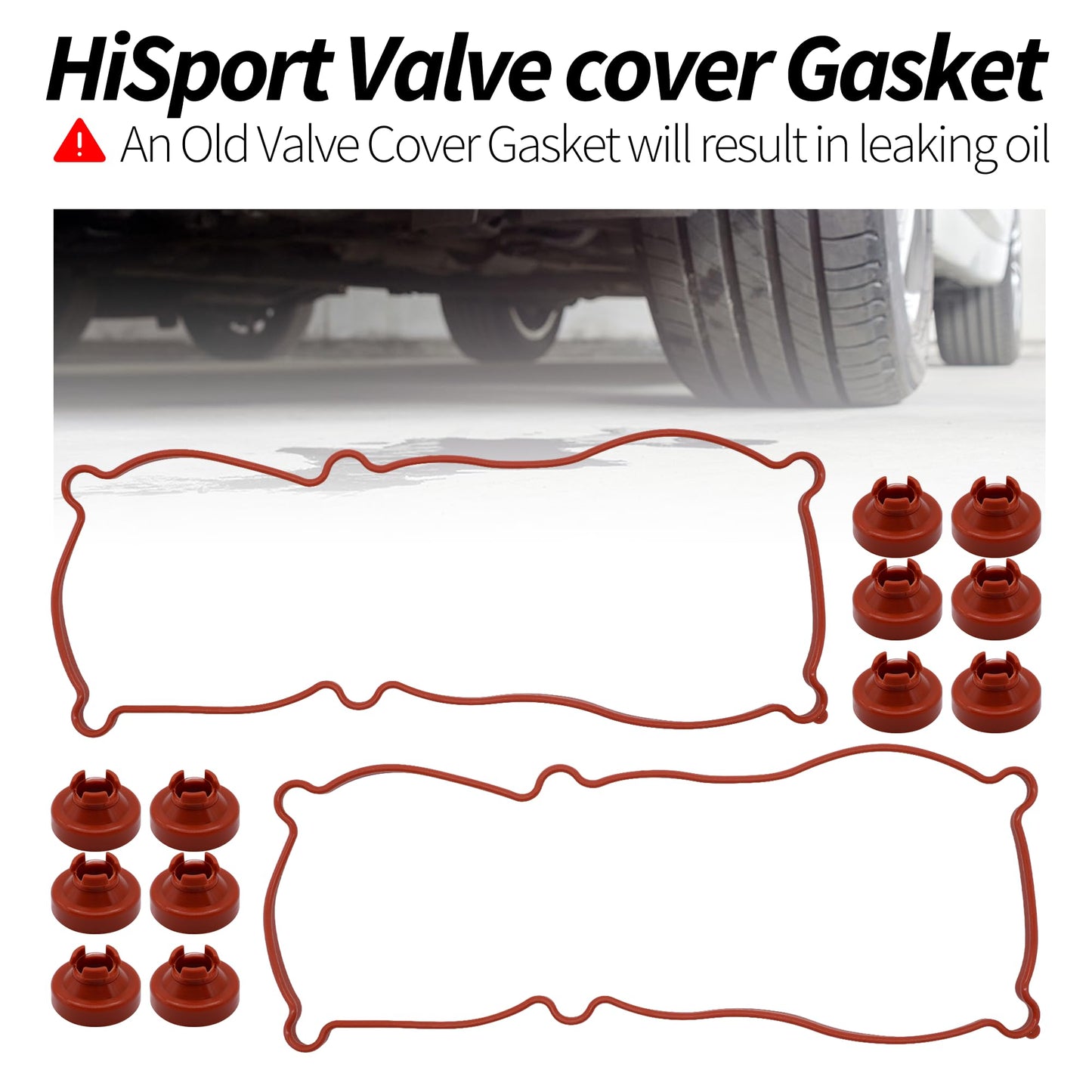 HiSport VS50080R Valve Cover Gasket Seal - Compatible with Buick Chevry Oldsmobile Pontiac Allure Century Electra Lacrosse Lesabre Lucerne Park Avenue Reatta Regal Riviera 1988-2009 3.3L 3.8L Engine