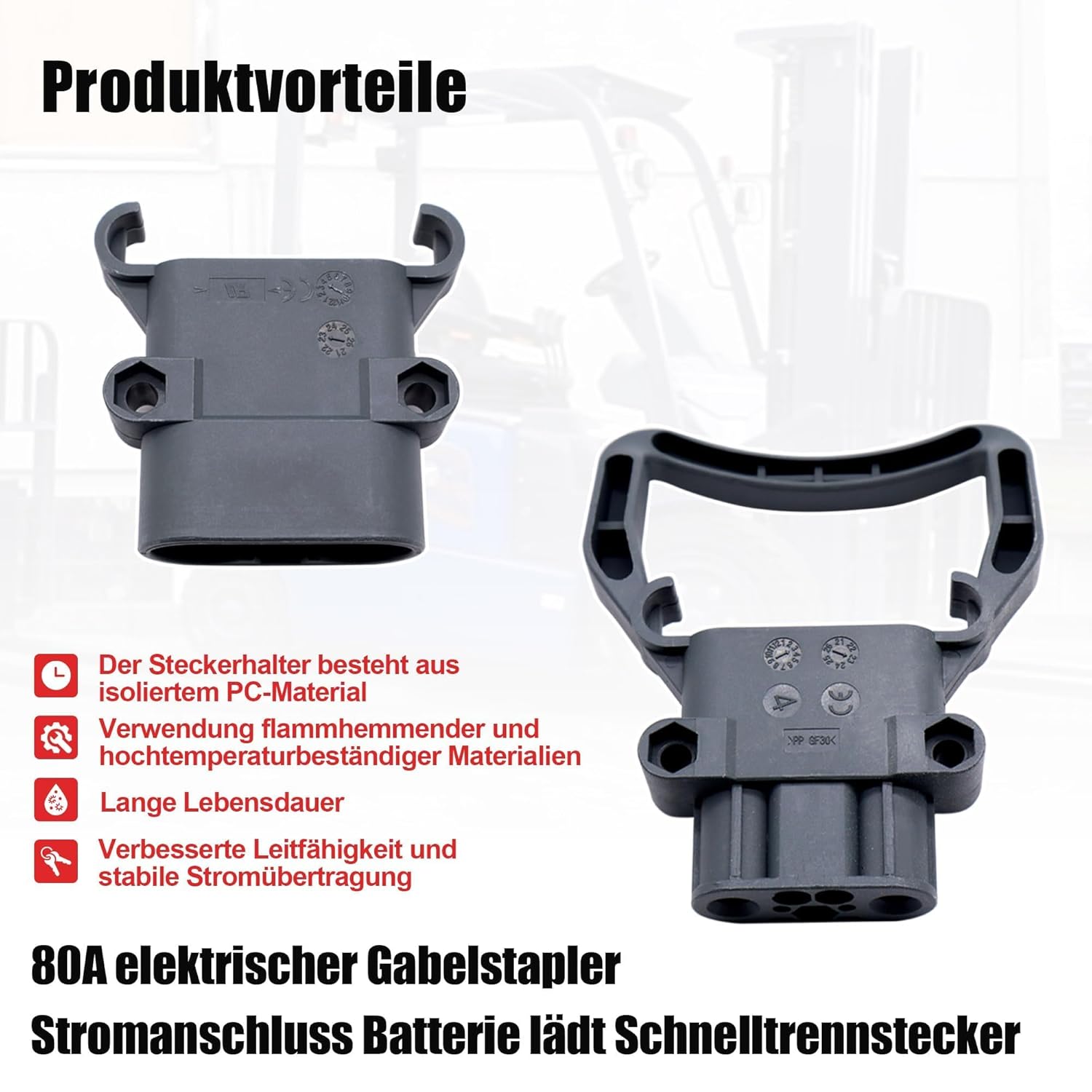 HISports 80 A elektrischer Gabelstapler Stromanschluss Batterie lädt Schnelltrennstecker