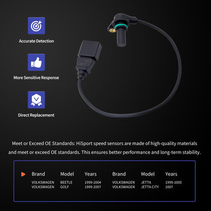 HiSport Automatic Transmission Speed Sensor Compatible with Volkswagen Jetta 1999-2005 Beetle 1999-2004 Golf 1999-2007 Jetta City 2007 Replaces 01M927321B 1M927321B 2VSS0023 SS11016 V10720995