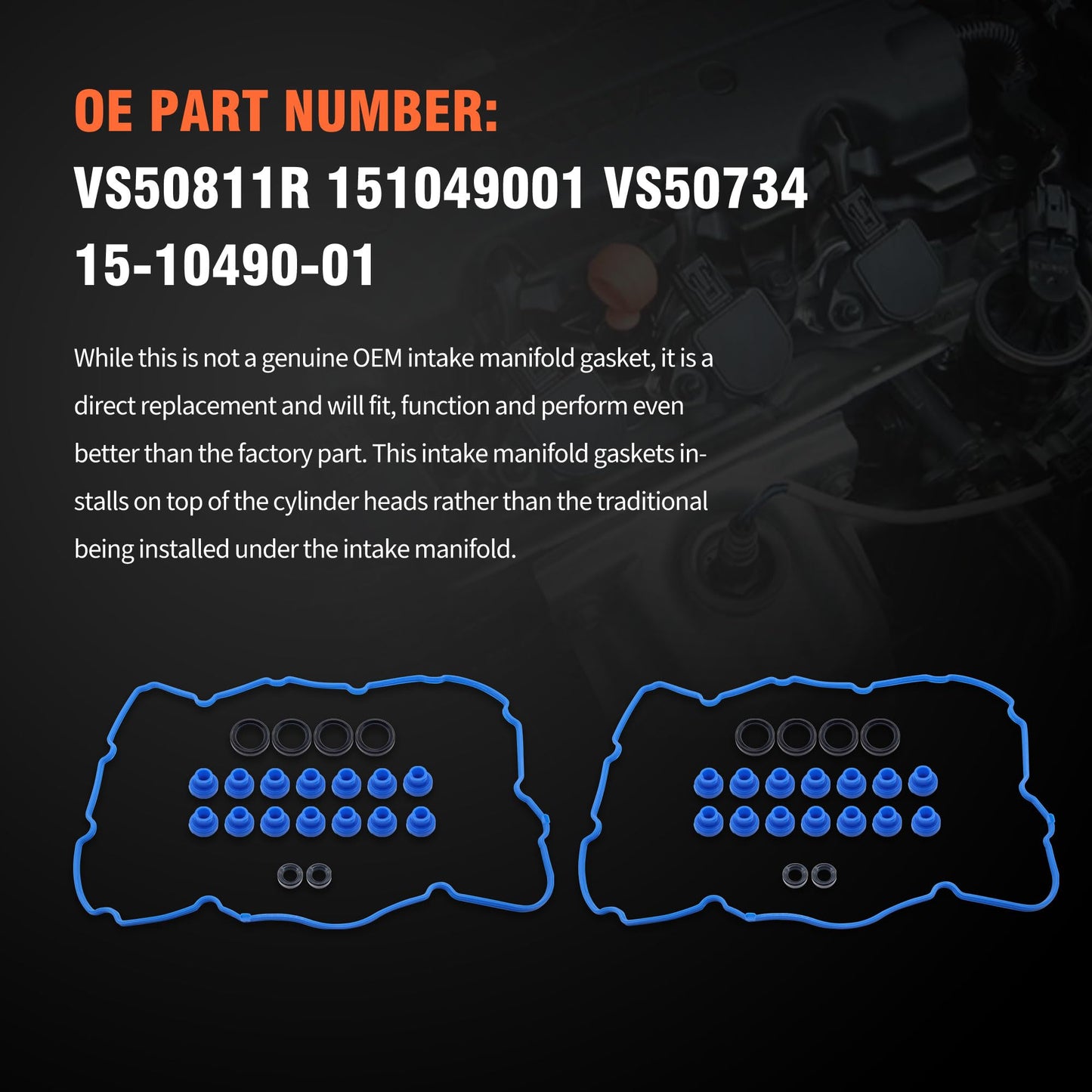 HiSport Engine Valve Cover Gasket Set - Compatible with Ford Mustang 2011-2017 F-150 2011-2014 5.0L - Replace VS50811R