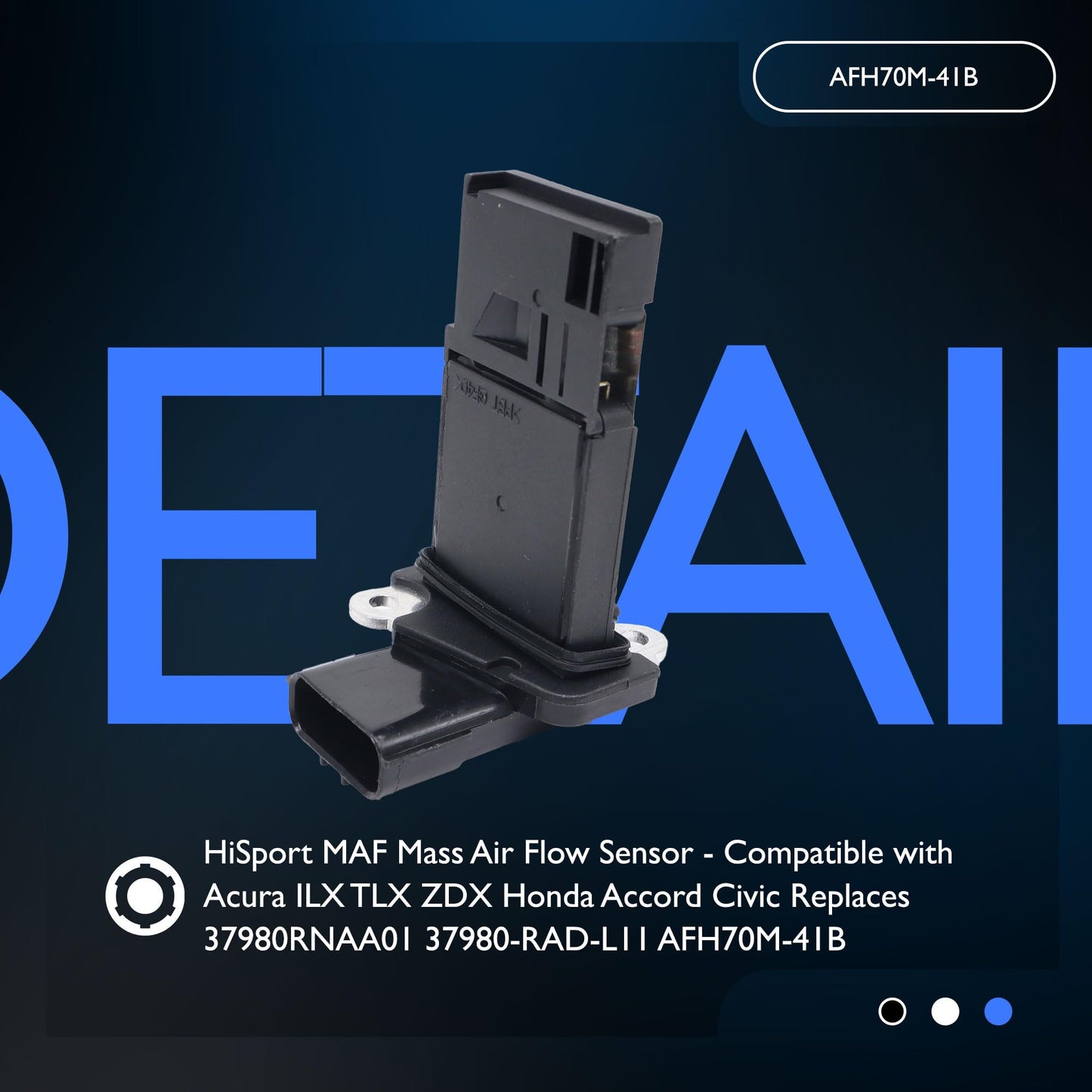 HiSport 37980RNAA01 MAF Mass Air Flow Sensor - Compatible with Acura ILX TLX ZDX Honda Accord Civic Replaces 37980-RAD-L11 AFH70M-41B