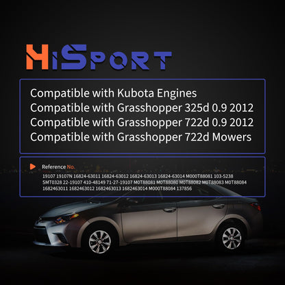 HiSport 1G023-63010 New Starter Motor 12V 8-Tooth - Compatible with Kubota Engines Compatible with Grasshopper 325d 0.9 2012 / 722d 0.9 2012 / 722d Mowers - Replace 19107