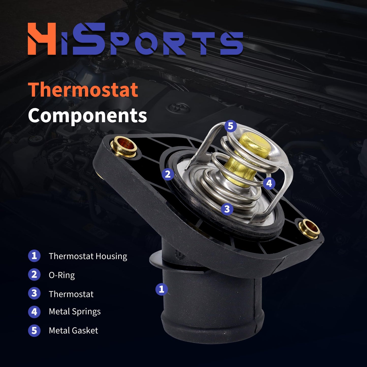 HiSport Thermostat Housing Assembly - Compatible with Chrysler Aspen | Dodge Dakota Nitro Ram 1500 Ram 2500 Durango | Jeep Liberty Commander Grand Cherokee | Ram 1500 2500 Dakota - Replace 902-3312