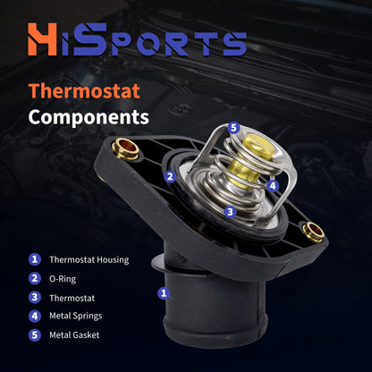 HiSport Thermostat Housing Assembly - Compatible with Chrysler Aspen | Dodge Dakota Nitro Ram 1500 Ram 2500 Durango | Jeep Liberty Commander Grand Cherokee | Ram 1500 2500 Dakota - Replace 902-3312