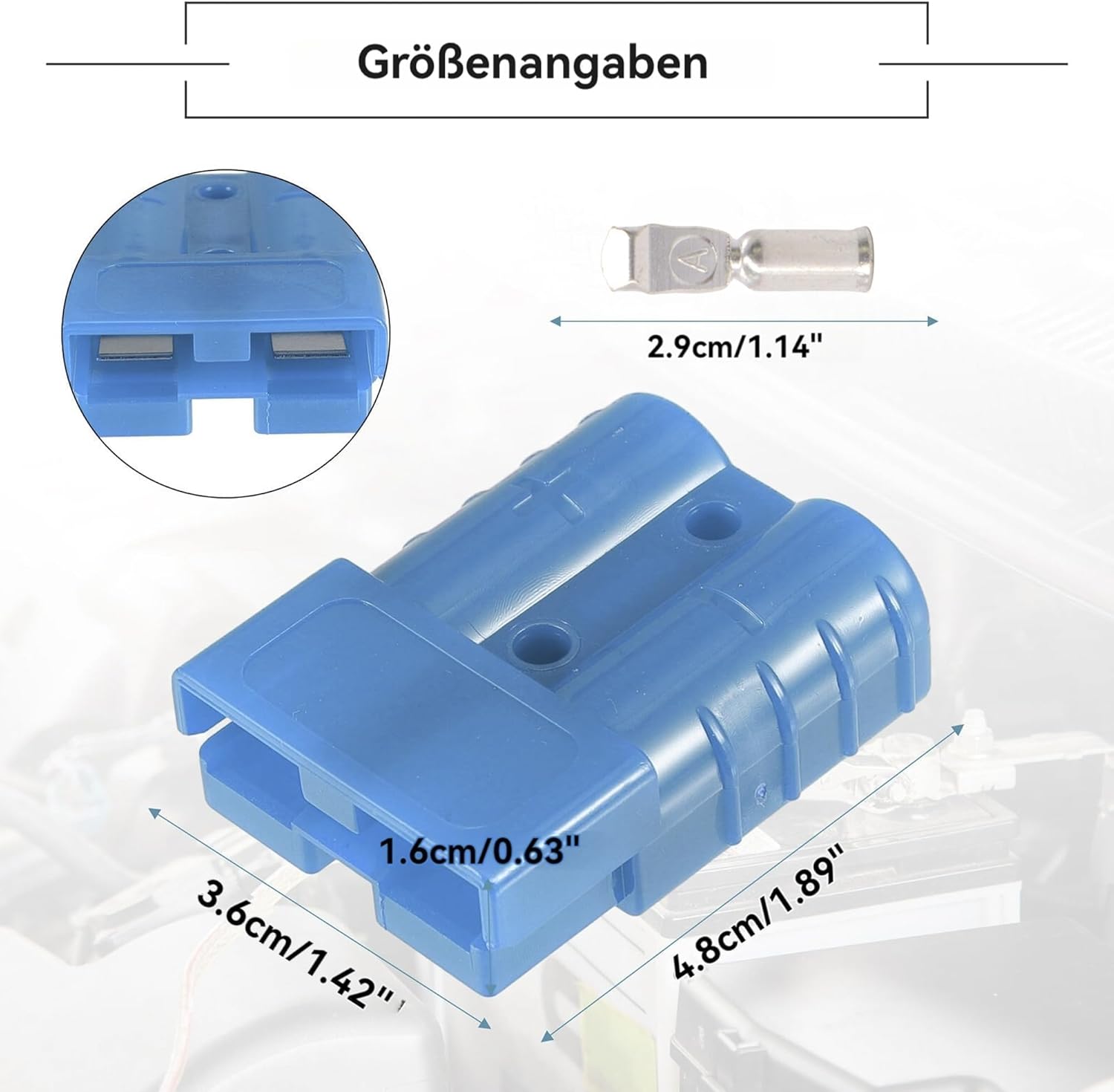 HISports Batteriestecker 50A, Batterie Anschluss-Schnellverbindungsstecker mit Staubschutzkappe für Klimaanlage, Wohnmobil, Wohnwagen, Boot, 2 Stück Blau