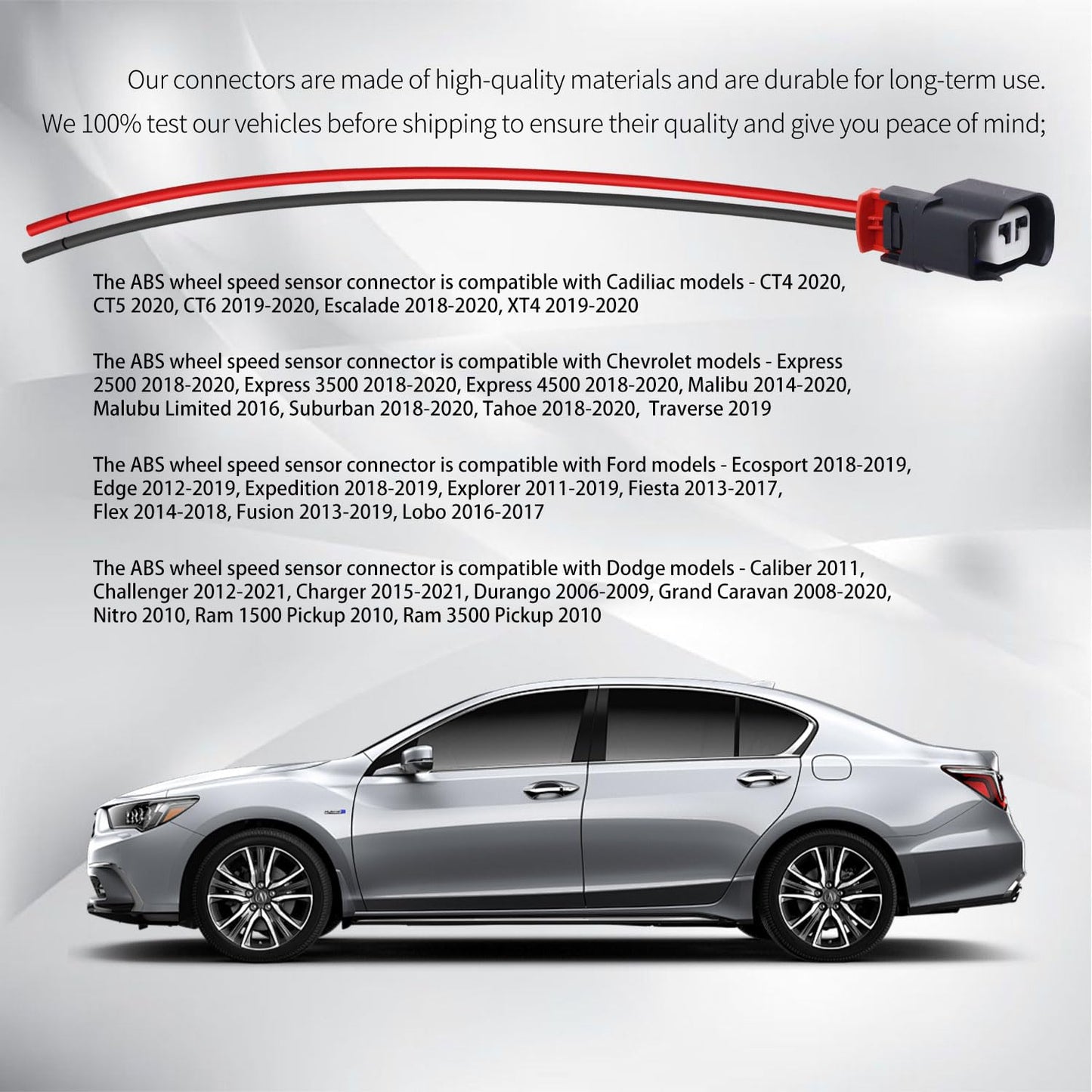 HiSport ABS Wheel Speed Sensor Connector - Compatible with Cadiliac Chevrolet Ford Dodge Replaces 645-134 S-1895 3U2Z14S411BXAB