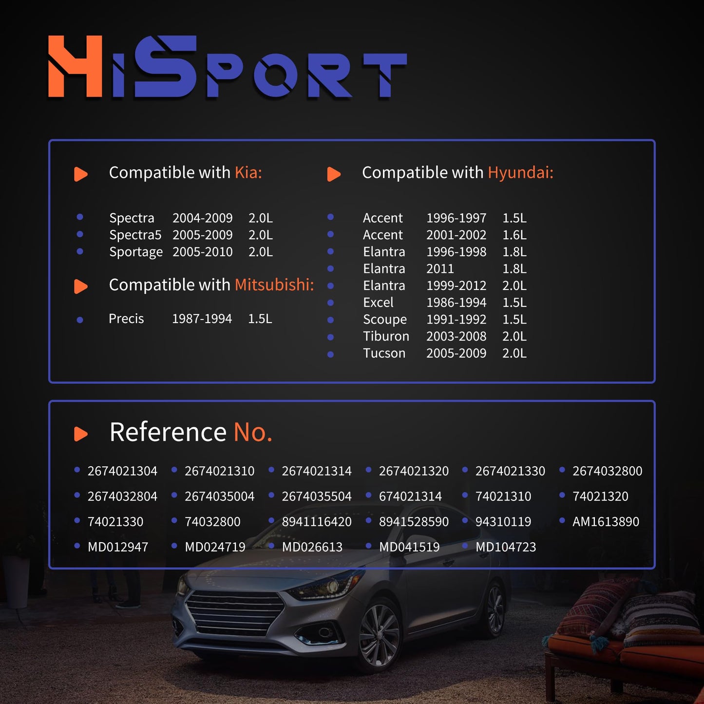 HiSport PCV Valve - Compatible with Hyundai Accent Elantra Excel Scoupe Tiburon Tucson | Kia Spectra Spectra5 Sportage | Mitsubishi Precis 1.5L 1.6L 1.8L 2.0L 1986-2012 - Replace 26740-21314