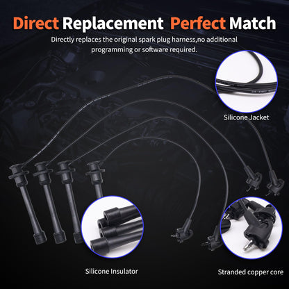 HiSport Spark Plug Wire Set - 671-4146 Replacement for Toyota Camry 1997-2001 2.2L, Solara 2.2L 1999-2001,RAV4 1998-2000 2.0L L4 Replace UF180