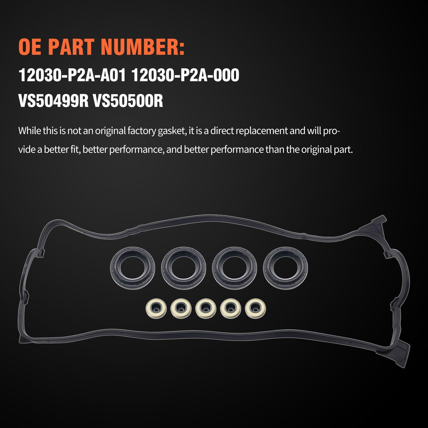 HiSport Valve Cover Gasket Set - Compatible with Acura 1997-2000 EL. Compatible with Honda 1992-2000 Civic 1.5L Honda 1993-1997 Civic del Sol - Replace VS50499R