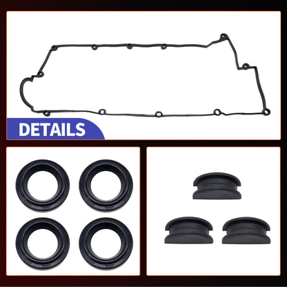 HiSport Valve Cover Gasket Set VS50583R - Compatible with Hyundai Elantra 2003-2012 Tucson 2005-2009 Tiburon 2003-2008 Kia Soul 2010-2011 Sportage 2005-2010 Spectra 2004-2009 Spectra5 2005-2009 2.0L