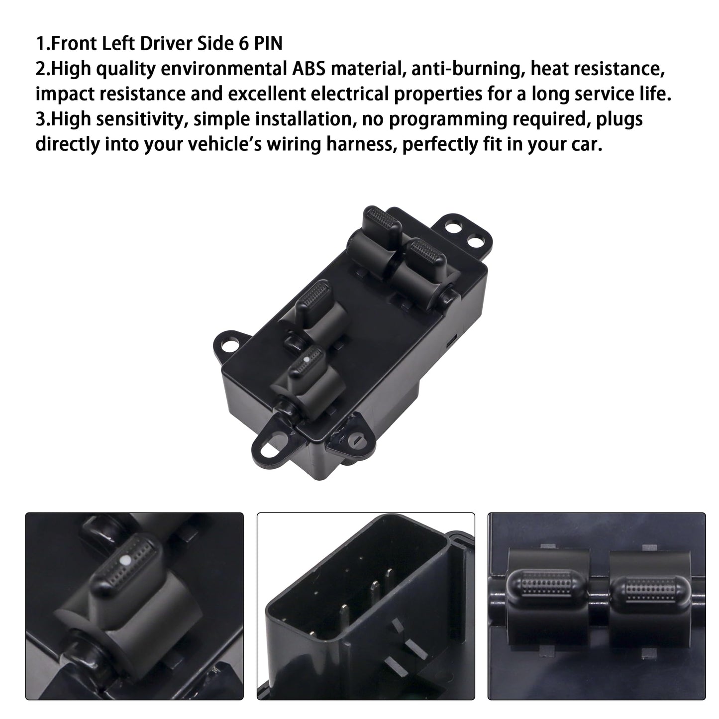 HiSport 4685732AC Power Window Switch Master Button Front Left Driver Side - Compatible with Dodge Caravan 2004-2007 Dodge Grand Caravan 2004-2007 - 11 PINS