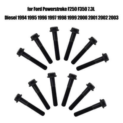 HiSport Exhaust Manifold Flanged Bolt - Compatible with Ford F250 F350 7.3L Powerstroke Diesel Engine 1994 1995 1996 1997 1998 1999 2000 2001 2002 2003