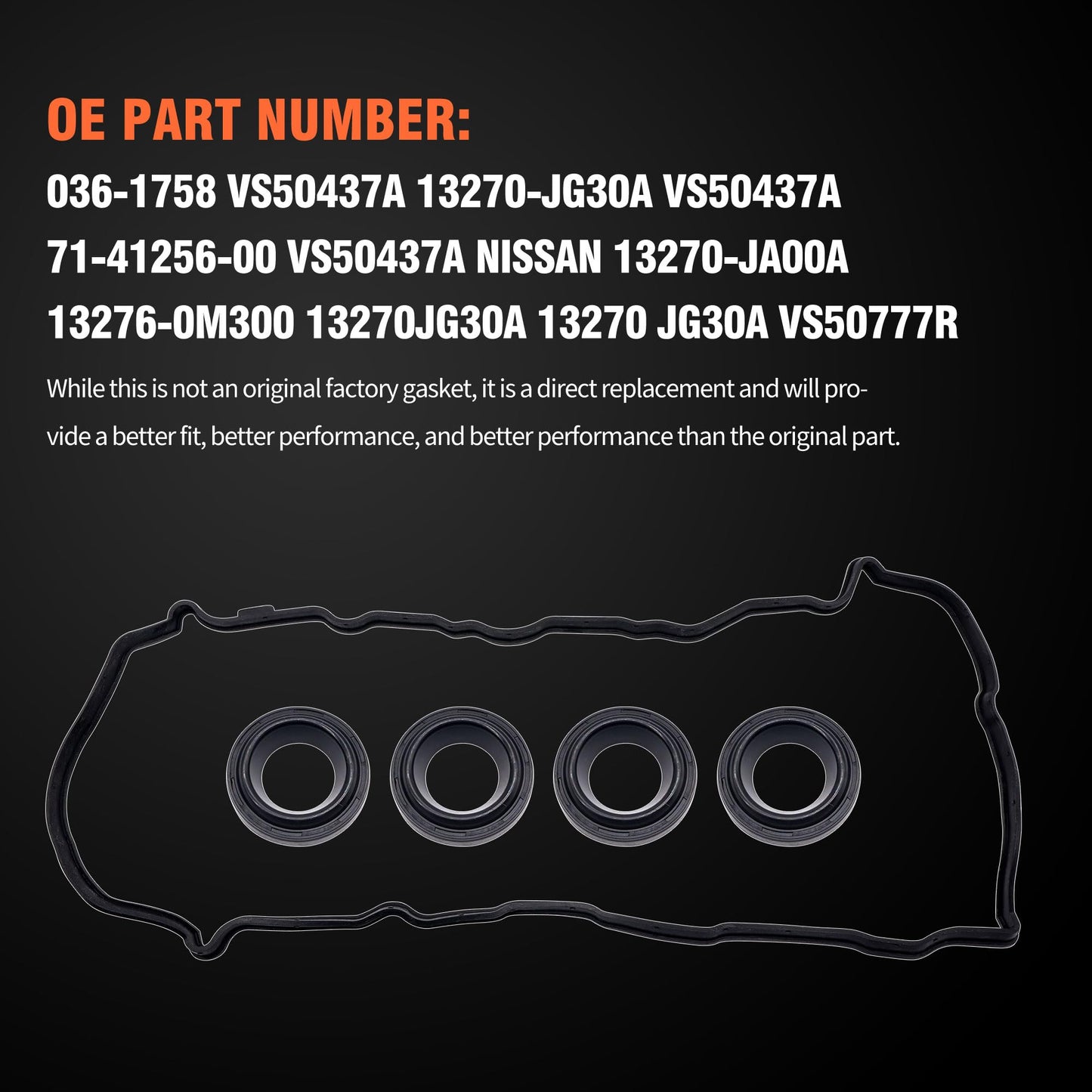 HiSport Valve Cover Gasket Set - Compatible with Nissan 2007-2012 Altima 2.5L 2008-2012 Rogue 2.5L 2007-2012 Sentra 2.5L - Replace VS50777R