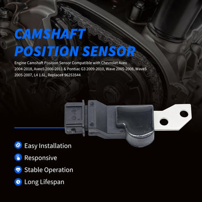 HiSport 96253544 Engine Camshaft Position Sensor Compatible with Chevrolet Aveo 2004-2018, Aveo5 2006-2011 & Pontiac G3 2009-2010, Wave 2005-2008, Wave5 2005-2007, L4 1.6L Replacement Part