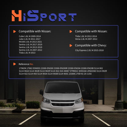 HiSport S114-902A Starter Motor - Compatible with Chevy City Express Compatible with Nissan Cube Juke NV200 Sentra Tiida Versa 1.6L 1.8L 2.0L 2007-2021 12V 1.0KW 10 Teeth Clockwise - Replace 19317693