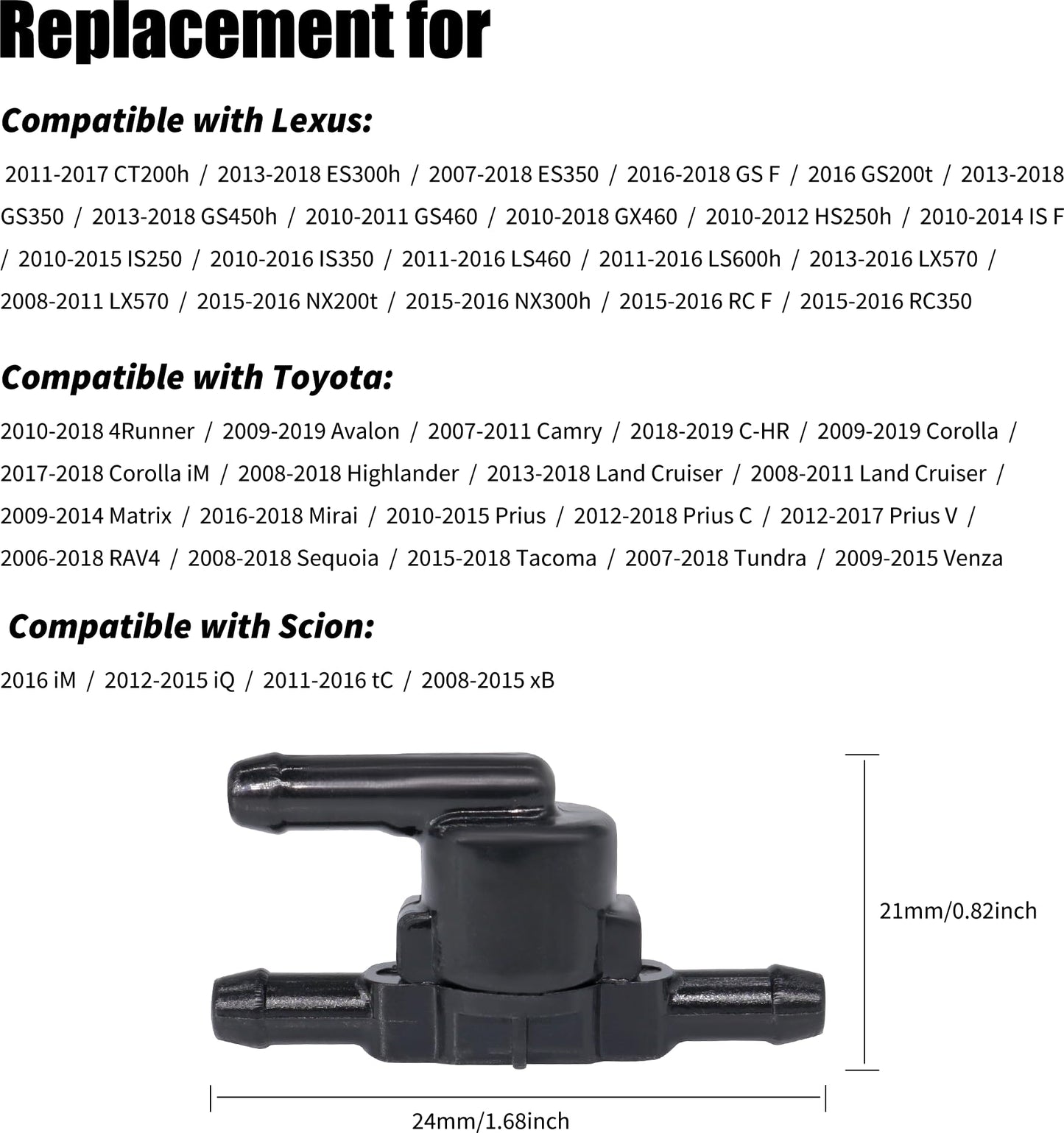 HiSport 85321-28020 Wiper Washer Windshield Check Valve - Compatible with Lexus Scion Toyota CT200h ES300h ES350 GS F GS200t GS350 GS450h GS460 GX460 2006-2019