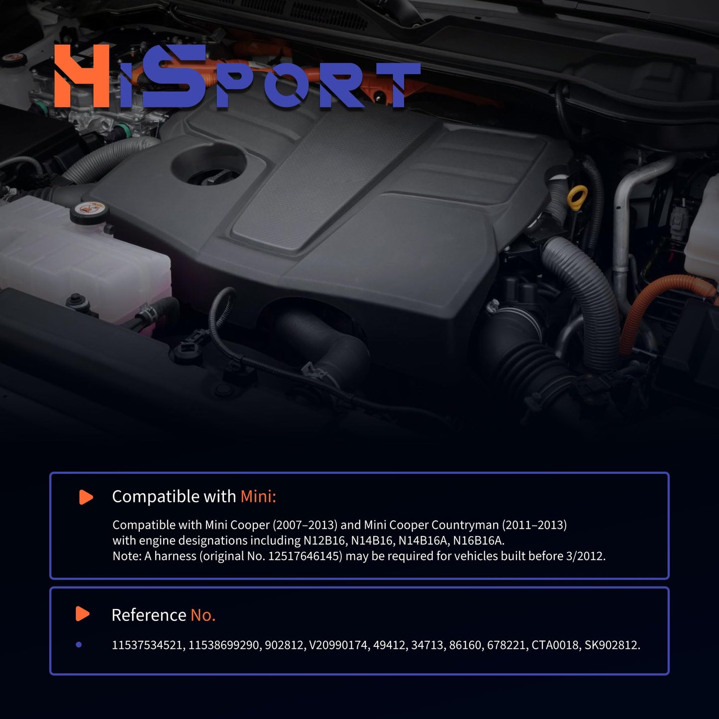 HiSport Engine Coolant Thermostat and Housing Assembly with Sensors 11537534521 Compatible with Mini Cooper 2007-2013, Cooper Countryman 2011-2013 - DOHC, 1.6L