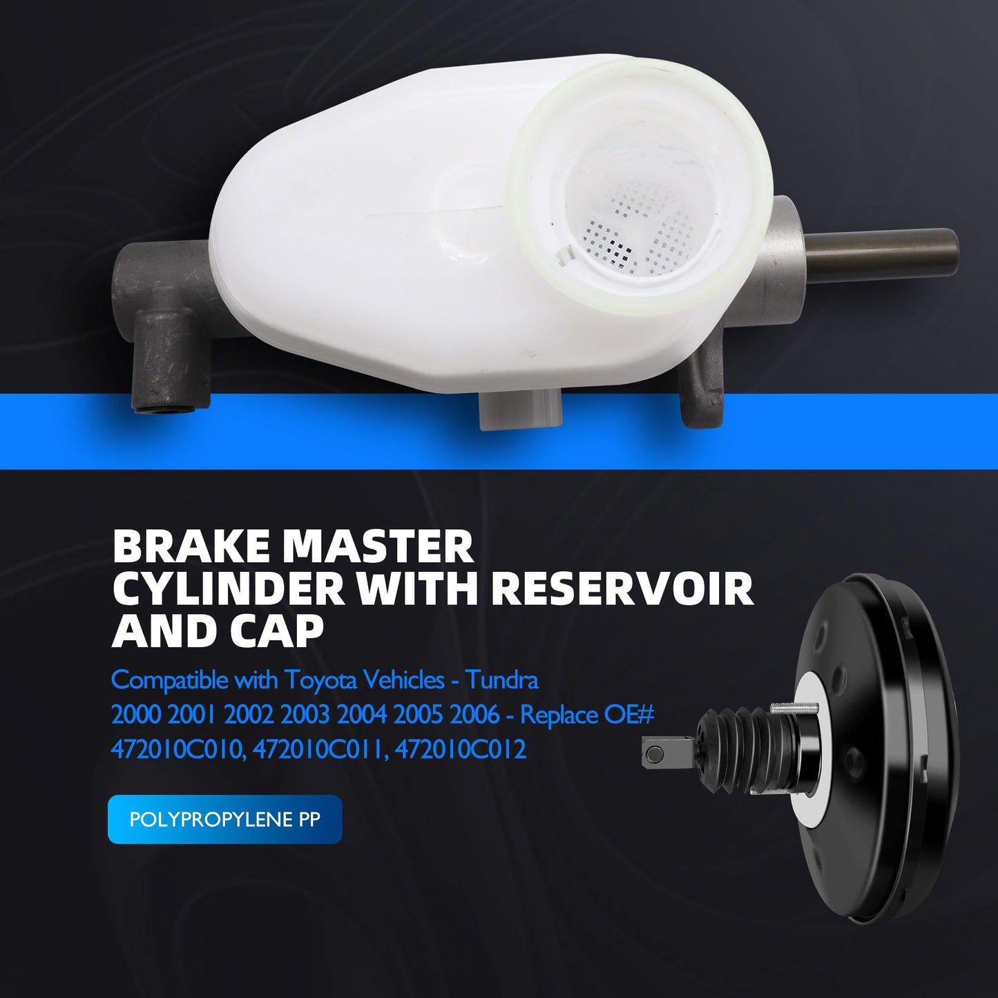HiSport 472010C010 Brake Master Cylinder with Reservoir and Cap Compatible with Toyota Vehicles Tundra 2000 2001 2002 2003 2004 2005 2006 Replacement for 472010C011, 472010C012 SKM630126 M630126