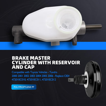 HiSport 472010C010 Brake Master Cylinder with Reservoir and Cap Compatible with Toyota Vehicles Tundra 2000 2001 2002 2003 2004 2005 2006 Replacement for 472010C011, 472010C012 SKM630126 M630126