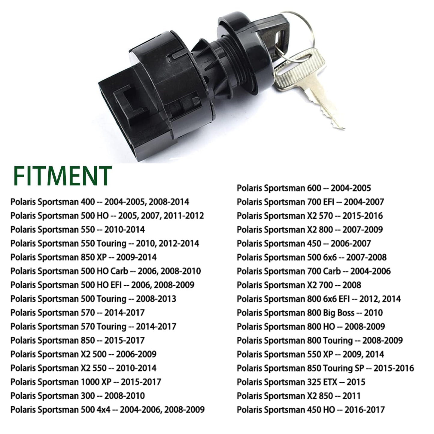 HiSport Ignition Key Switch Compatible with Polaris RZR XP 1000,ACE 500 700 900,ATP 330,General 1000,RZR 570 900,Ranger 400 500 570 800,Sportsman 500 ACE 570 XP 550,Trail Boss 330,RZR XP 4012165
